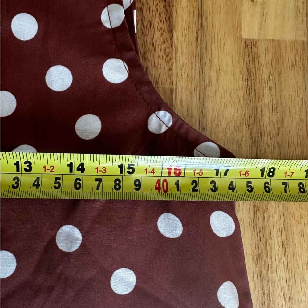 Brown White Polka Dot Sleeveless Ruffle Tier Flowy Lightweight Dress sz S‎ - Picture 10 of 11